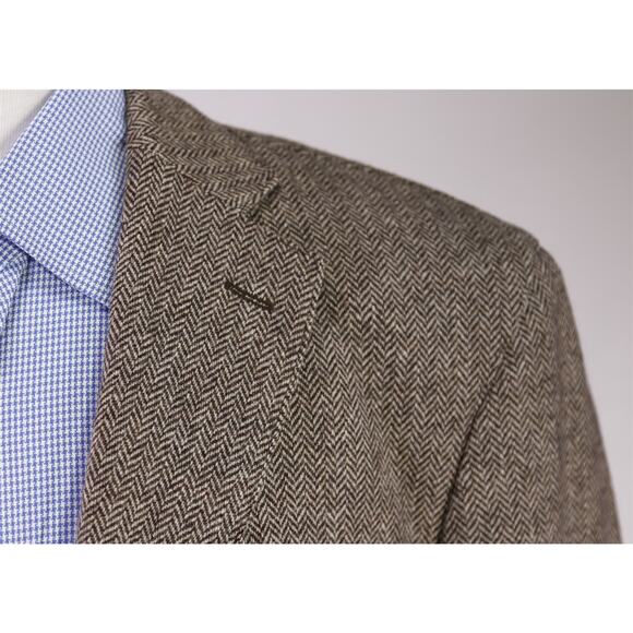 Massimo Dutti Men's Brown Herringbone Tweed 2-Btn Wool Blazer Jacket 44R - Picture 4 of 9